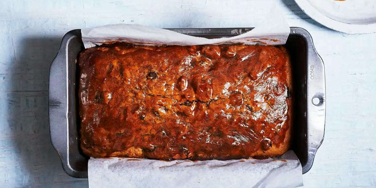 vegan malt loaf in a tin